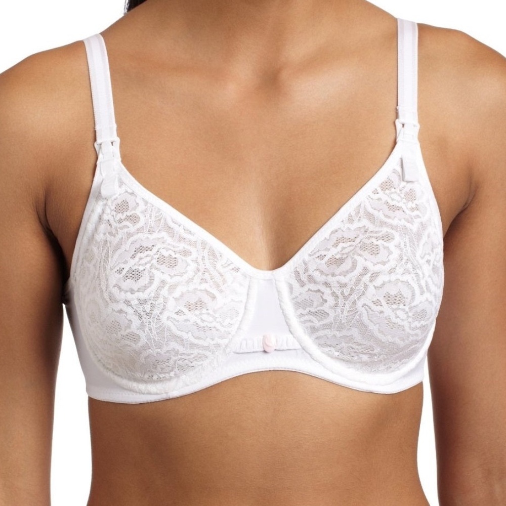 NEW Anita Underwire Seamless Lace Underwire Nursing Clip Bra 5041 White 006